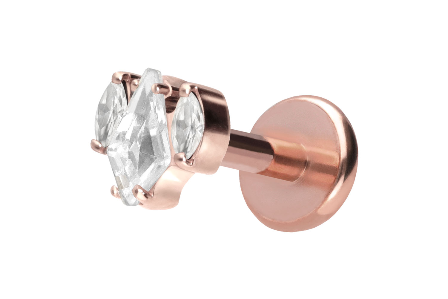 Titan Labret Piercing mit Push Fit KRISTALLSCHILD + KRISTALLOVALE